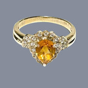 Natural 2.1 Carat 6.5 x 8.5mm Citrine Yellow Pear Shape Ring Size 7