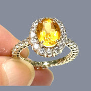 Elegant Natural 2.2 Carat 7 x 9mm Citrine Yellow Color Oval Ring Size 6