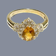 Natural 2.1 Carat 6.5 x 8.5mm Citrine Yellow Pear Shape Ring Size 7