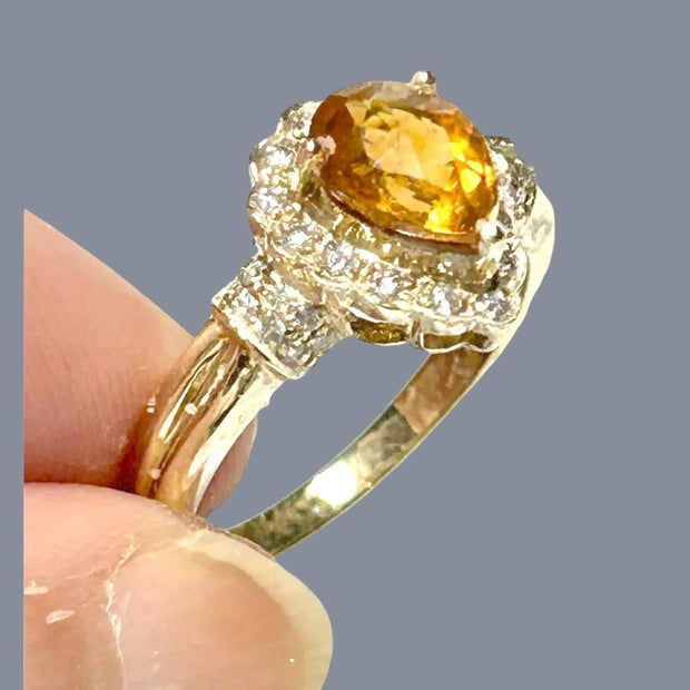 Natural 2.1 Carat 6.5 x 8.5mm Citrine Yellow Pear Shape Ring Size 7