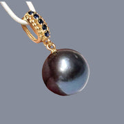 5A Quality 11.0mm Peacock Blue Edison Cultured Round Pearl Pendant