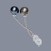 Unique 11.2mm Purple Black Blue Edison Round Pearl Dangle Earrings