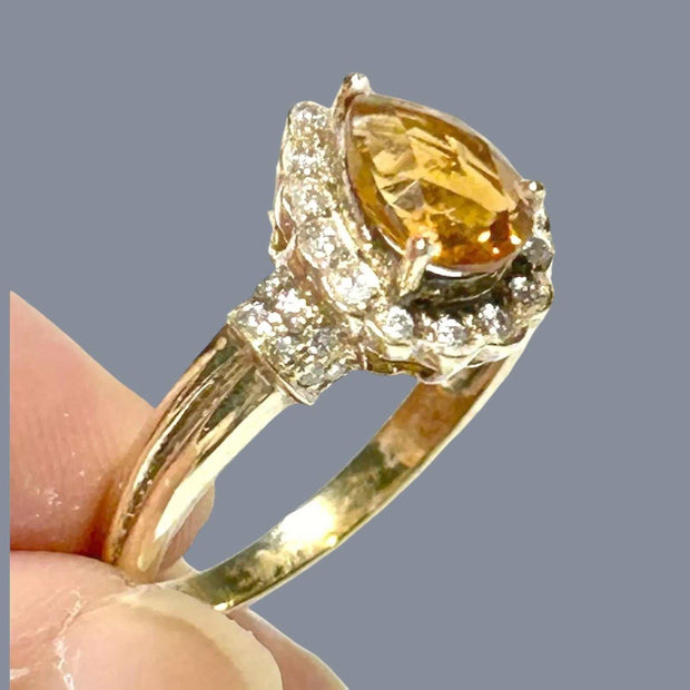 Natural 2.1 Carat 6.5 x 8.5mm Citrine Yellow Pear Shape Ring Size 7