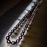 Oval 8 x 9.5mm Purple Blue Rainbow Cultured Pearl 16" Strand