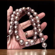 5A 11.4 - 12mm Edison Deep Purple Lavender Round Pearl 16" Strand