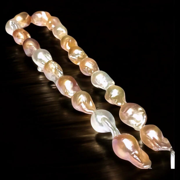 GiantBaroque 12-22mm 20 pcs Multicolor Cultured Keshi Pearl 16" Strand