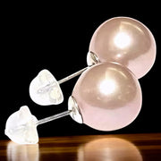 Fabulous 9.5 - 10mm Natural Peach Pink Edison Pearl Stud Earrings