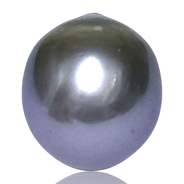 Oval 12.4 x 13.9mm Tahitian Natural Peacock Gray Green Loose Pearl