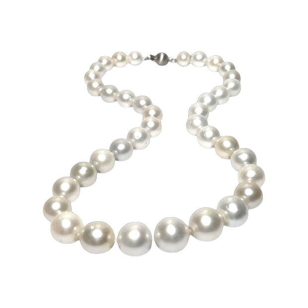 5A Round 8.6 - 12.8mm South Sea White Cultured 38 Pearls 18" Strand