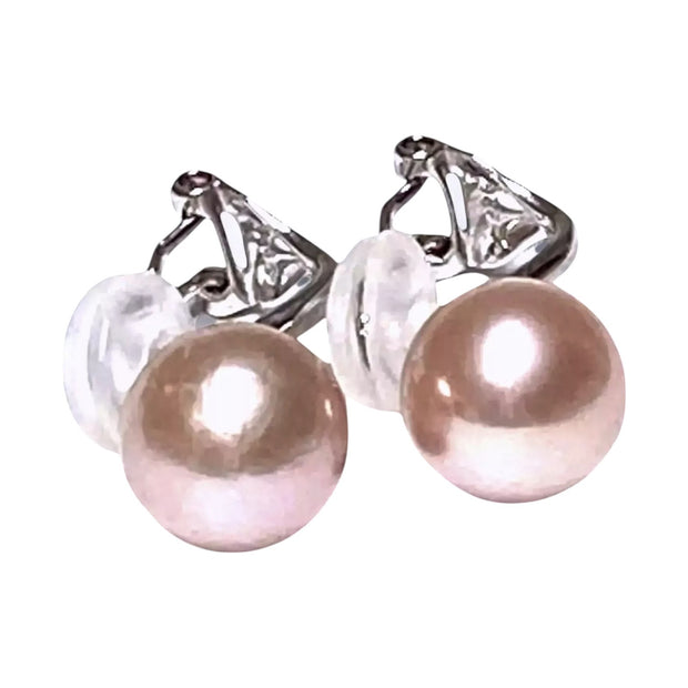 Exceptional Luster 10 - 10.5mm Rose Pink Round Edison Pearl Earrings