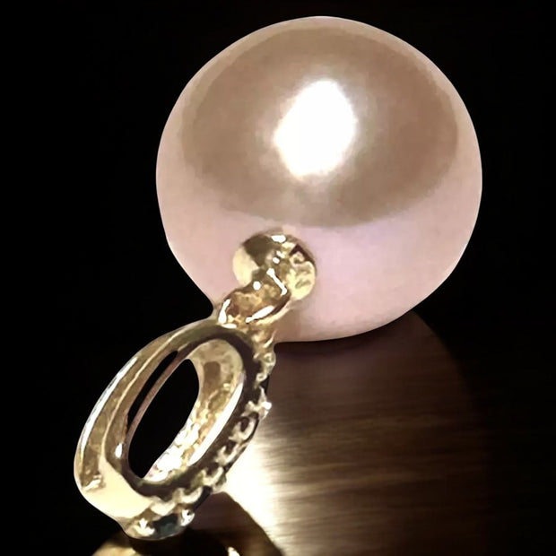 Round 12mm Edison Natural Purple Peach Rose Pink Pearl Pendant