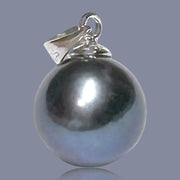 5A 11mm Peacock Black Blue Round Cultured Edison Pearl Pendant