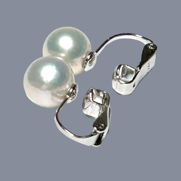 5A Luster 9.2mm Natural White Edison Round Pearl Clip-On Earrings