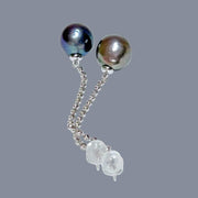 Unique 11.2mm Purple Black Blue Edison Round Pearl Dangle Earrings