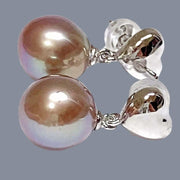 Fantastic 10 - 10.5mm Edison Bronze Purple Round Pearl Dangle Earrings