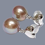 Fantastic 10 - 10.5mm Edison Bronze Purple Round Pearl Dangle Earrings