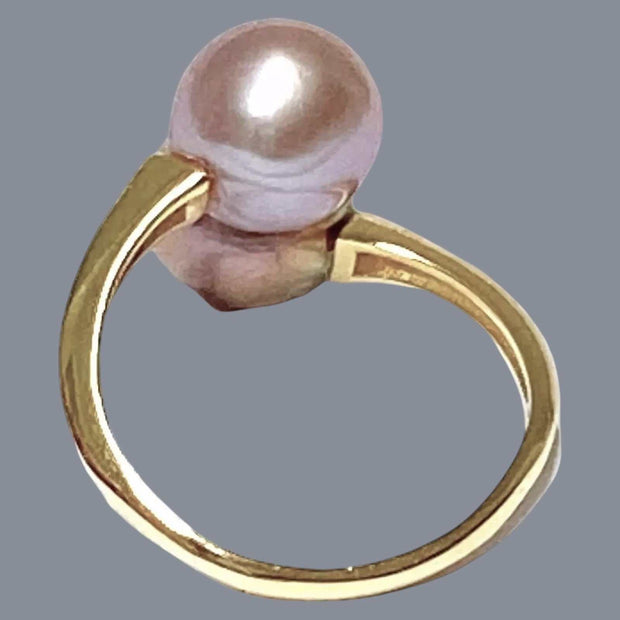 Round 9 - 9.5mm Edison Purple Rose Double Cultured Pearls Ring Size 8