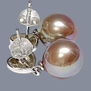 Fantastic 10 - 10.5mm Edison Bronze Purple Round Pearl Dangle Earrings