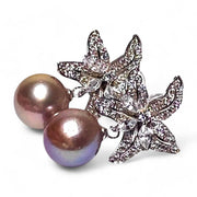 Fantastic 10 - 10.5mm Purple Brown Pink Edison Pearl Dangle Earrings