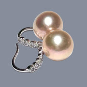 Genuine 10.6mm Peach Rose Pink Round Edison Cultured Pearl Earrings