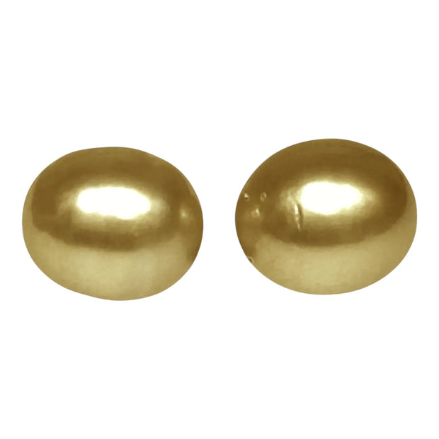 A Pair 10.5 x 12.5mm Deep Gold Philippines South Sea Oval Pearls