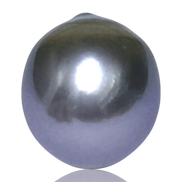 Oval 12.4 x 13.9mm Tahitian Natural Peacock Gray Green Loose Pearl