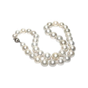 5A Round 8.6 - 12.8mm South Sea White Cultured 38 Pearls 18" Strand