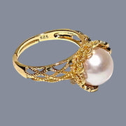 Exquisite 10.3mm Purple Pink Edison Round Cultured Pearl Ring Size 7