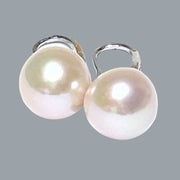 Round White Pinkish 11.5- 11.7mm Edison Cultured Pearl Dangle Earrings