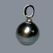 Oval Round 12.2mm Tahitian Sea Peacock Black Green Pearl Pendant