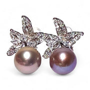 Fantastic 10 - 10.5mm Purple Brown Pink Edison Pearl Dangle Earrings