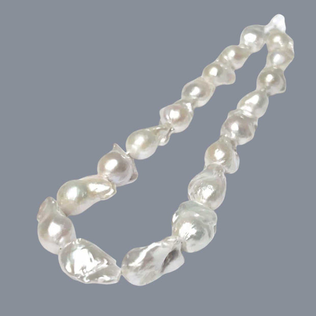 Stunning Strand: Giant Baroque White Keshi 15 - 23mm Pearl Necklace