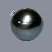 Oval Round 12.2mm Tahitian Sea Peacock Black Green Pearl Pendant