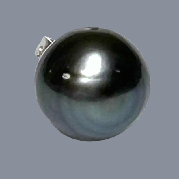 Oval Round 12.2mm Tahitian Sea Peacock Black Green Pearl Pendant