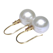 Best Gift Round 10.0mm White Edison Cultured Pearl Dangle Hook Earrings