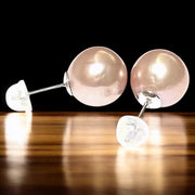 Fabulous 9.5 - 10mm Natural Peach Pink Edison Pearl Stud Earrings