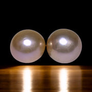 A Pair Massive 11.9 x 12.2mm Keshi Natural Purple Pink Loose Pearls