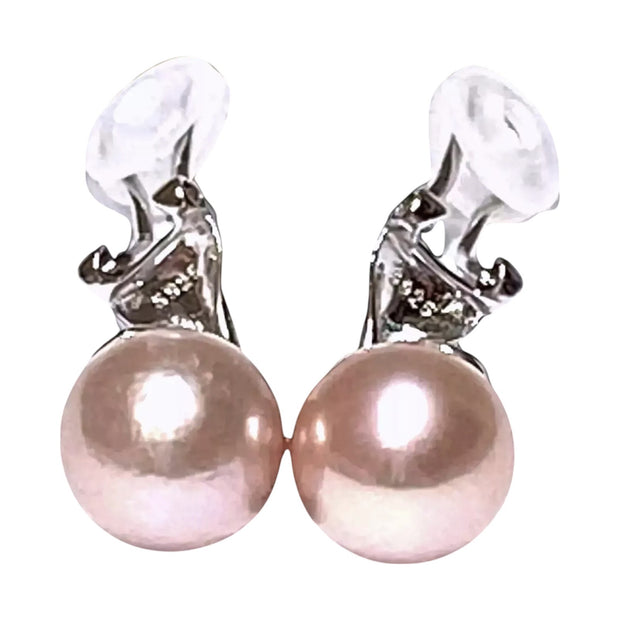 Exceptional Luster 10 - 10.5mm Rose Pink Round Edison Pearl Earrings