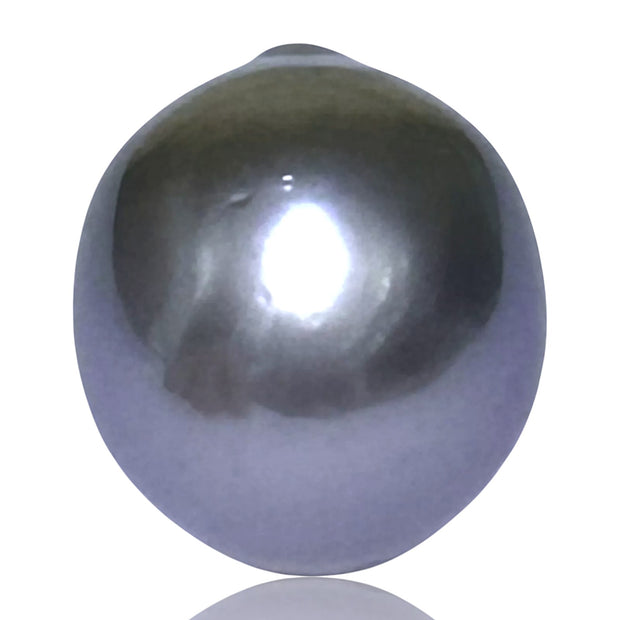 Oval 12.4 x 13.9mm Tahitian Natural Peacock Gray Green Loose Pearl