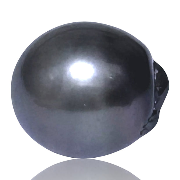 Unique 16.6 Carat 12.6 x14.4mm Tahitian Peacock Black Gray Loose Pearl