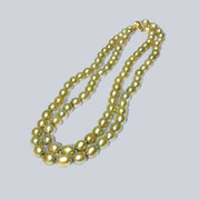 Oval 7 x 9mm Champagne Green Cultured Pearl 33" Necklace