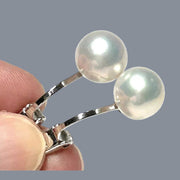 5A Luster 9.2mm Natural White Edison Round Pearl Clip-On Earrings