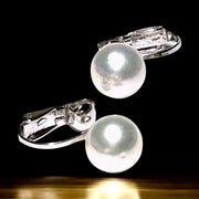 5A Luster 9.2mm Natural White Edison Round Pearl Clip-On Earrings