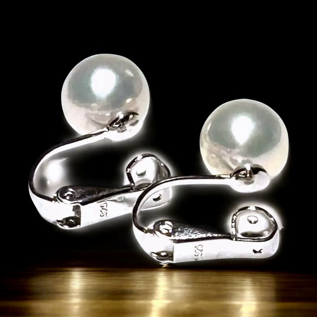 5A Luster 9.2mm Natural White Edison Round Pearl Clip-On Earrings