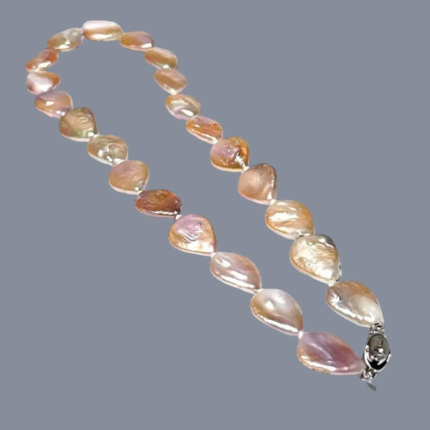 Stunning 13.5 x 18mm Jumbo Pear Peach Gold Cultured Pearl 18" Necklace