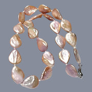 Stunning 13.5 x 18mm Jumbo Pear Peach Gold Cultured Pearl 18" Necklace