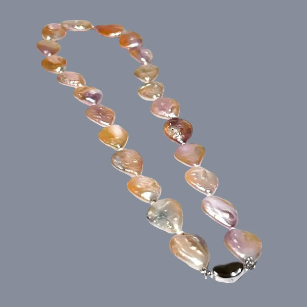 Stunning 13.5 x 18mm Jumbo Pear Peach Gold Cultured Pearl 18" Necklace