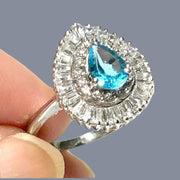 Natural 1.2 Carat 5 x 7mm London Blue Topaz Pear Shape Ring Size 7