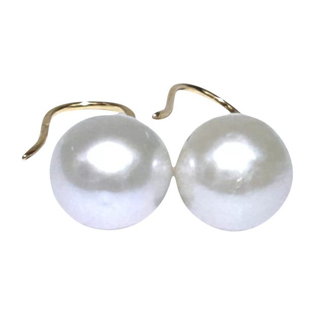 Best Gift Round 10.0mm White Edison Cultured Pearl Dangle Hook Earrings