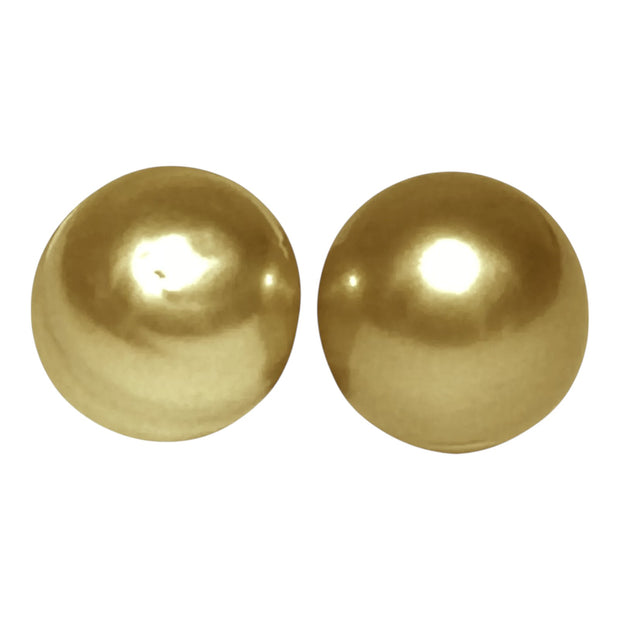 A Pair 10.5 x 12.5mm Deep Gold Philippines South Sea Oval Pearls